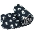 thumbnail image 1 of Cute Dog Bed Mats Soft Flannel Fleece Paw Foot Print Warm Pet Blanket Sleeping Beds Cover Mat For Small Medium Dogs Cats black white, 1 of 8