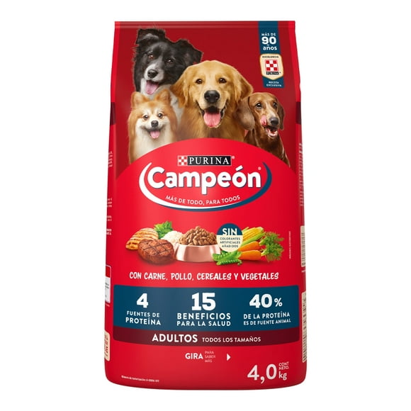 Alimento para Perro Purina Campeón Adulto Todos los Tamaños Carne 4 Kg