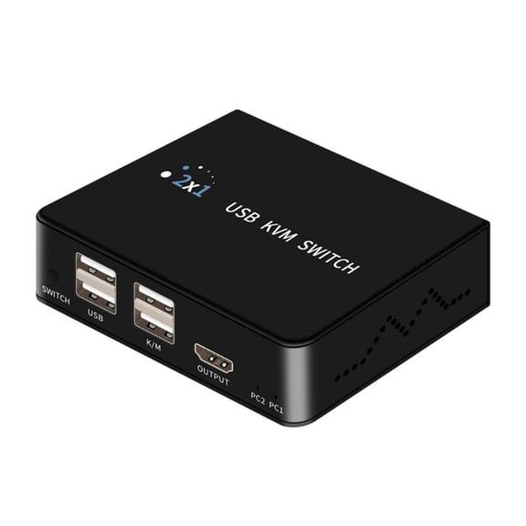 Replacement USB HDMI KVM Switch 2 in 1 Out Laptop Host Shared USB Keyboard Mouse Monitor Selector Switch Box 4K 60HZ