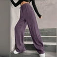 thumbnail image 3 of ABATAB Womens Ribbed Lounge Pants Wide Leg with Pockets Casual Comfy Loose Soft Knit Pants with Drawstring, 3 of 6