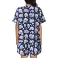 thumbnail image 6 of Daiia Blue Skull Flower Pattern Womens Pajama Sets Short Sleeve Pajamas for Women Sets Soft Lounge Sets Casual Round Neck Sleepwear PJS-Small, 6 of 7