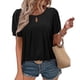 thumbnail image 2 of Camisas de Manga Corta para las Mujeres Casual Color Sólido Cuello Redondo Blusa, Poliéster Ligero Primavera Y Verano Superior, 2 of 8