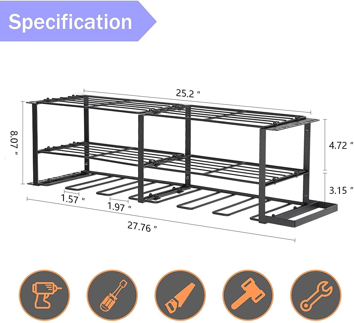 Tuenort Durable Tool Boxes & Organizers, Black, 27.76 x 7.87 x 7.87", 7.5 lbs