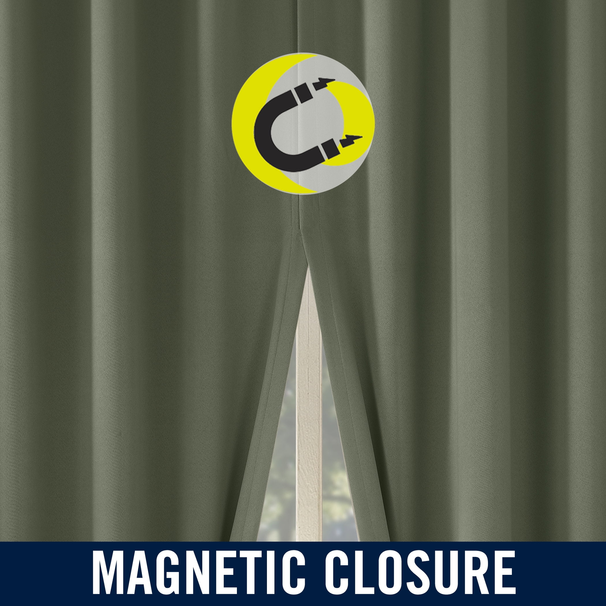 Sun Zero Aria 2-pack Magnetic Closure Theater Grade 100% Blackout Back Tab/Rod Pocket Curtain Panel Pair, 52"W x 96"L, Sage Green