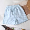 thumbnail image 6 of SGFCWSX Boys Girls 2 Piece Outfits Graphic Short Sleeve T-Shirt and Gingham Plaid Shorts Summer Casual Clothes Set for Kids Light Blue Size 5T, 6 of 7