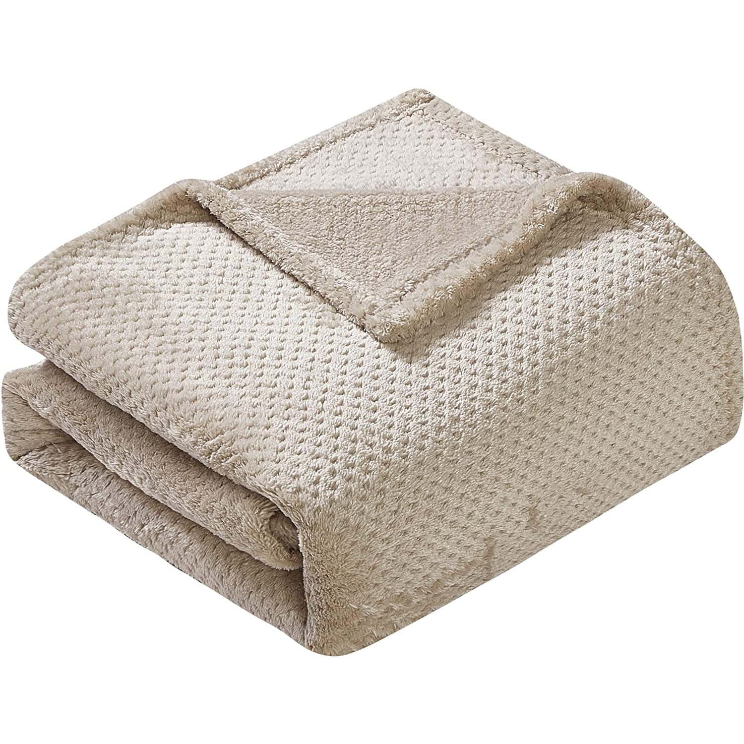 Fleece Bed Blanket Full Queen Size Blanket Soft Cozy Plush Textured