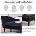 thumbnail image 5 of 58" Upholstered Chaise Lounge with Left Armrest, Button Tufted Lounge Sofa with Storage, Indoor Velvet Lounge Chair with Solid Wood Legs for Bedroom, Living Room and Office, Black, 5 of 11