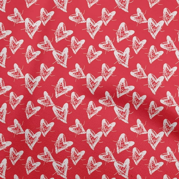 oneOone Cotton Poplin Red Fabric Valentine Heart Craft Projects Decor Fabric Printed By The Yard 42 Inch Wide-M4