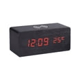 thumbnail image 2 of Reloj de madera Reloj digital LED Creativo Carga inalámbrica Termómetros electrónicos Reloj despertador Fuente de alimentación dual Función de control de voz Alarma de carga inalámbrica, 2 of 6