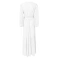 thumbnail image 5 of JIAYUE Womens Swimwear Cover-Ups Pure Color V Neck Lace Up Ankle Length Ruffle Hem Breathable Flowy Long Sleeve Beach Comfortable Vacation Swimsuit Cover Up Dresses, 5 of 5