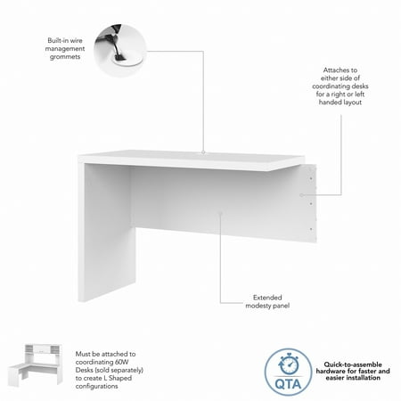 UPC: 0042976183431 | Bush Business Furniture Echo 42W Desk Return/Bridge by Pure White Pewter Finish