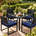 thumbnail image 2 of Outdoor Chair Cushions Set of 4, Waterproof & Fade Resistant Seat Cushion for Patio Furniture - 18.5 x 16 x 2 Inch Chair Pads with Ties and Hidden Zipper, Navy Blue, 2 of 9