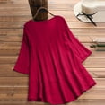 thumbnail image 5 of DuoJiaJ Women Vintage Three Quarter Lace V Neck Plus Size Top T Shirt Blouse Plus Size Off-Shoulder Party Tops Red M, 5 of 5