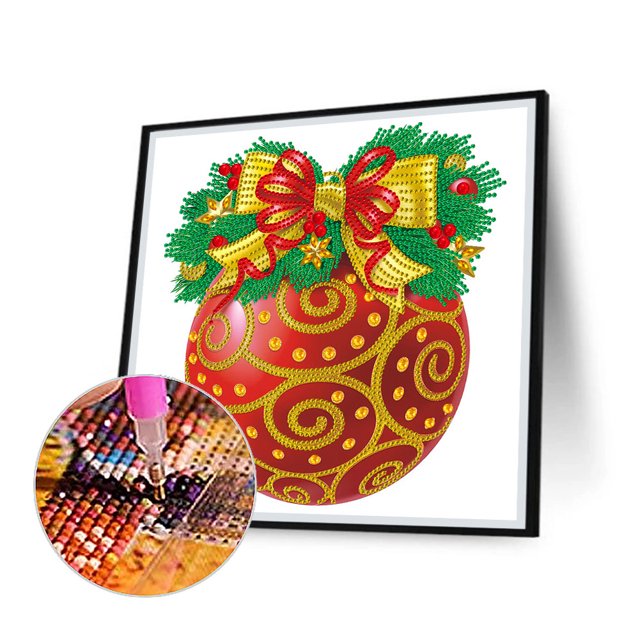 Cuadros Decorativos Taladro parcial de forma especial de pintura de diamante de bola de cristal de Navidad (YXC226) Wdftyju embutido en tela
