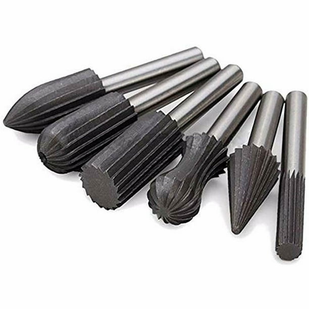 6mm Rotary File Burr Cutter, 6Pcs Tungsten Steel 1/4" Shank Engraving