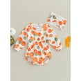 thumbnail image 2 of Wassery Baby Girl Halloween Clothes 3M 6M 12M 18M Infant Girl Casual Romper Tops Long Sleeve Pumpkin Print Jumpsuit Fall Outfits 0-18M, 2 of 8