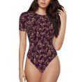 thumbnail image 2 of Fotbe Beautiful Purple Butterflies Women's Crew Neck Short Sleeves Bodysuit Tops Round Neck Slim Sleeveless Soft Comfortable Basic-X-Large, 2 of 7