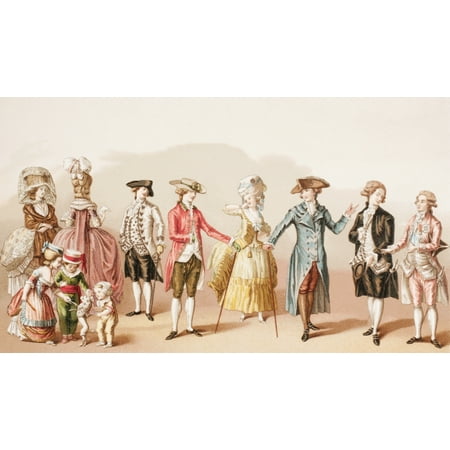 French Mens Fashions During The Reign Of Louis Xvi From Xviii Siecle Institutions Usages Et Costumes Published Paris 1875 Stretched Canvas - Ken Welsh  Design Pics (19 x 11)