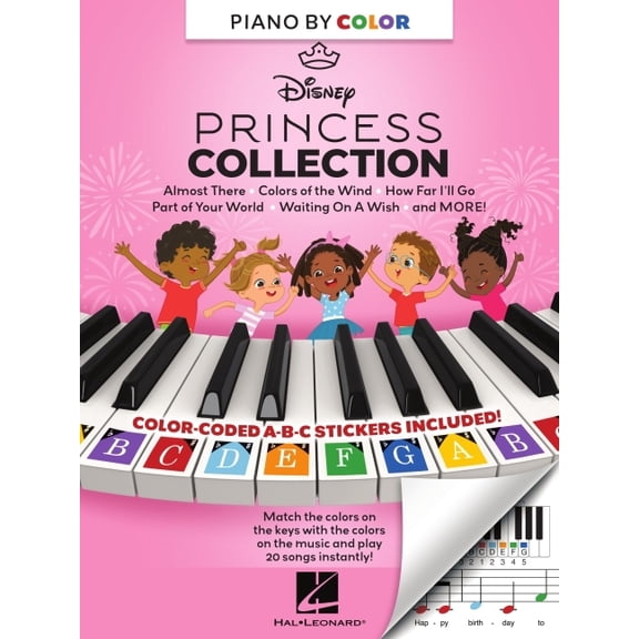 Piano-By-Color - Disney Princess Collection: Color-Coded Notation with Matching Stickers Make Playing Songs from Favorit, (Paperback)