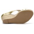 thumbnail image 4 of Sandalias De Cuña De Plataforma Abierta De Lino De Dedo Abierto Para Mujer Dorado-1 36, 4 of 7