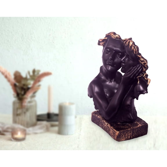 Zig Zag Romantic Couple Hug Showpiece for Lovers, Valentine's Day, Home Decor, Living Room, Bedroom, Office (Black, 8 Inches)