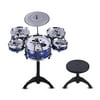 Meterk Children Kids Jazz Musical Educational Instrument Toy 5 Drum Sets Kit and 1 Cymbal with Small Stool, Sticks for Boys, Girls