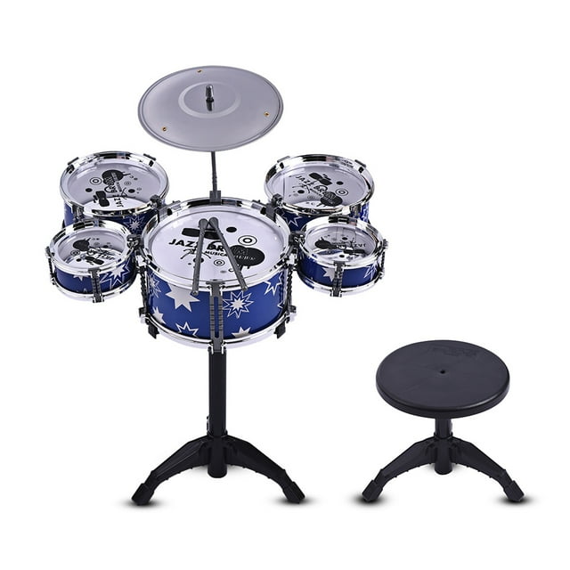 Ensemble de Pile Jazz pour Enfants, Kit Musical Éducatif, Jouet Instrument 5 Tambours + 1 Cymbale