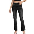 thumbnail image 2 of Women'S Flare Jeans High Waisted Slim Fit Denim Trousers Casual Solid Straight Leg Denim Pants with Pockets Black M, 2 of 9