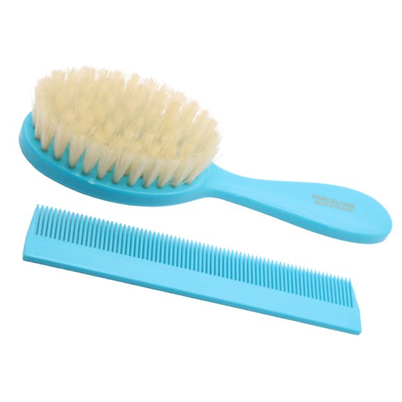 Parcelona French Grooming Combo 6” Celluloid Baby Brush and Comb for Toddlers (TurquoiseBlue)
