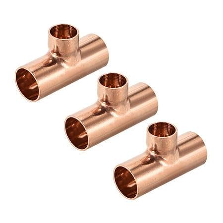 1/2-inch x 5/8-inch Copper Reducing Tee Copper Pressure Pipe Fitting for Plumbing Supply and Refrigeration 3pcs