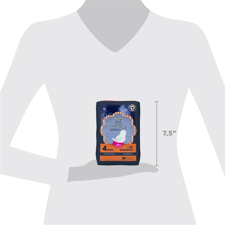 Equate Ultra Thin Pads with Wings, Unscented, Overnight