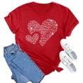 thumbnail image 3 of qucoqpe Valentine's Day Tops for Women Fashion Love Heart Printed Crew Neck Short Sleeve Casual Loose Blouse T-Shirts, 3 of 5