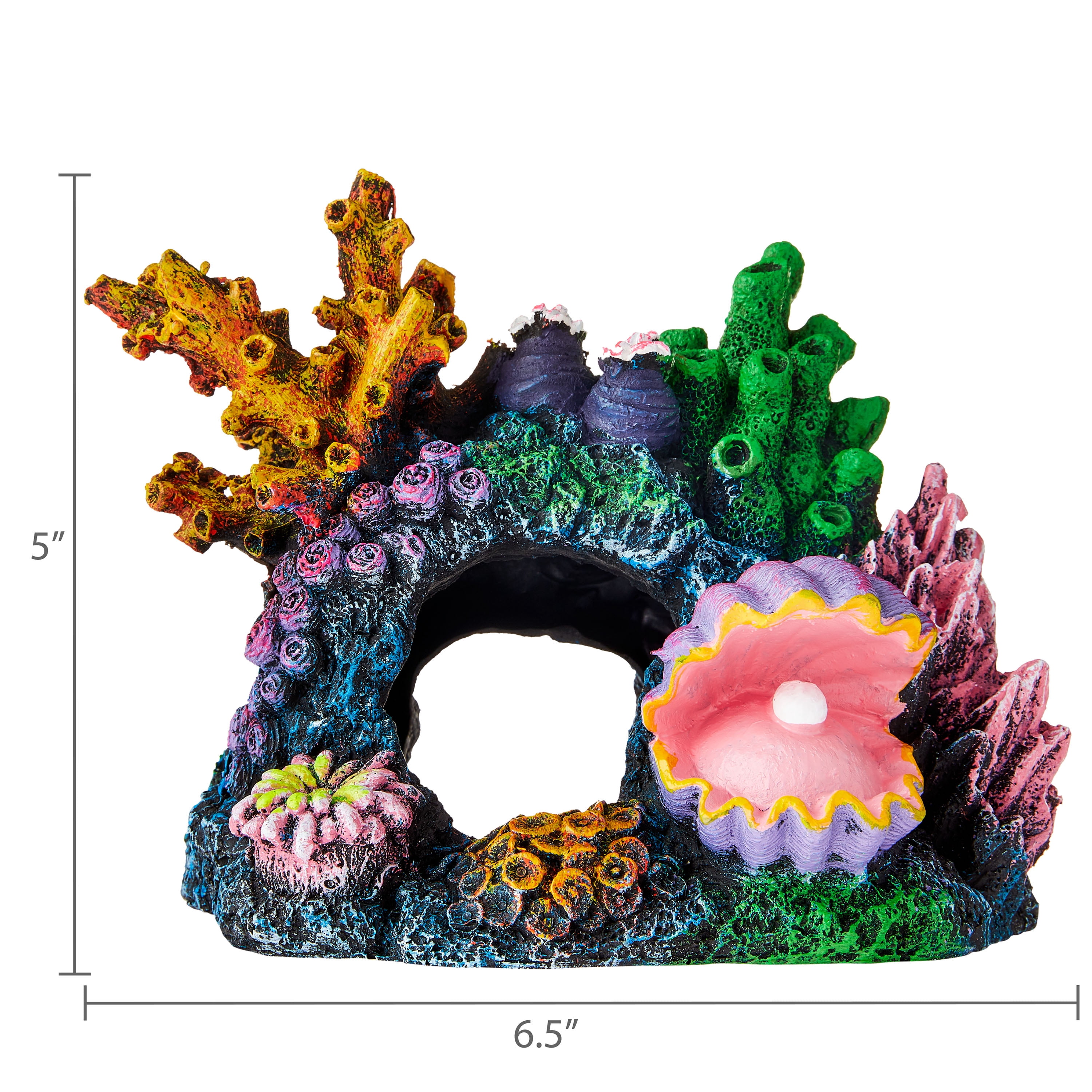 Vibrant Life Swim Thru Reef Polyresin Aquarium Decor, Multicolor, 7.75" x 5.75" x 5.5"