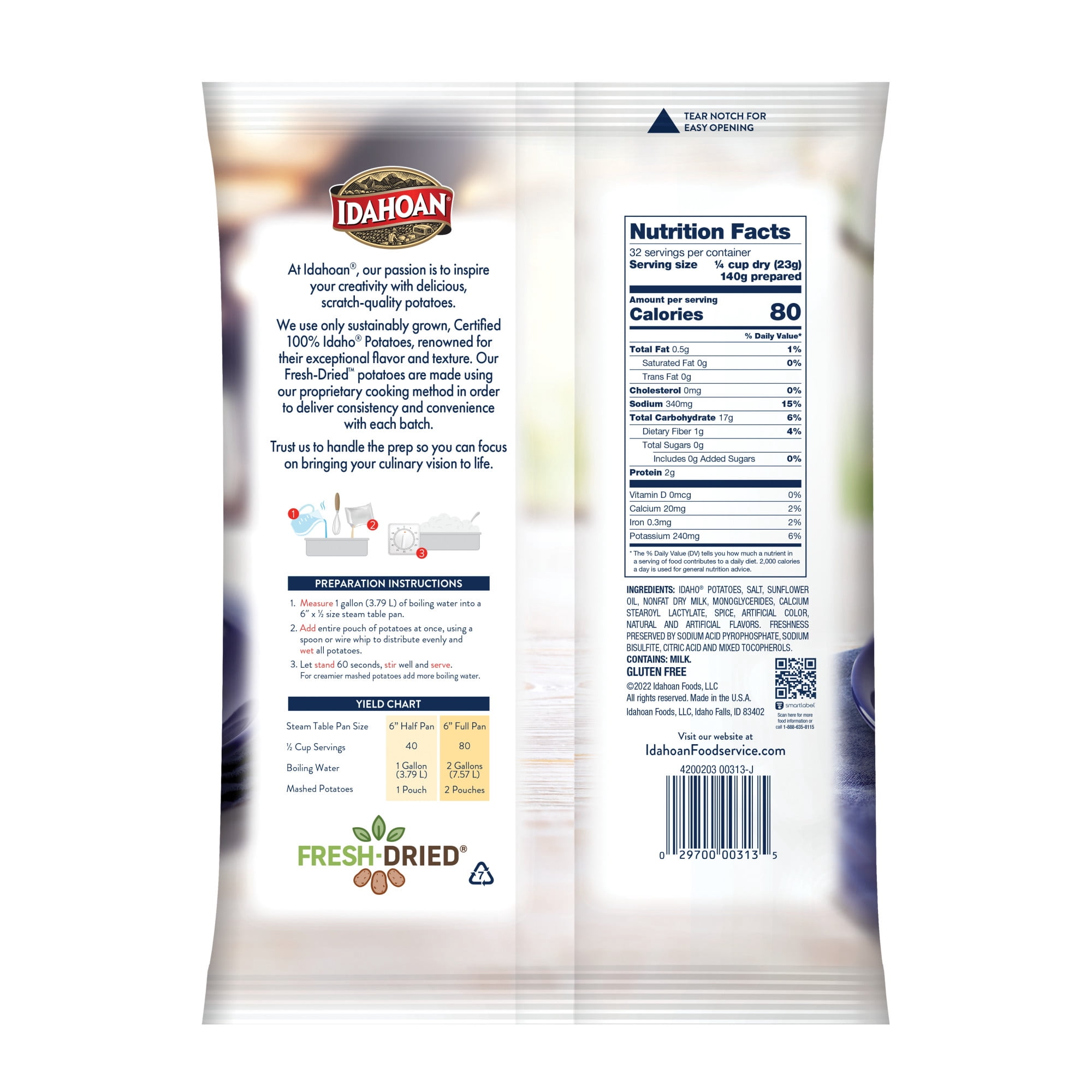 Idahoan® CREAMY Classic Mashed Potatoes, 26 oz (Pack of 12)