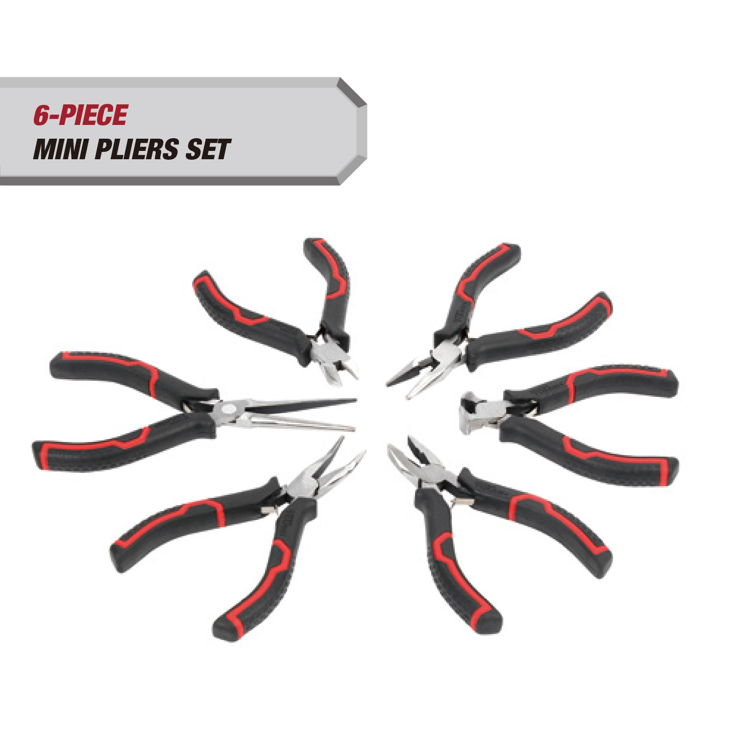 Hyper Tough 6-Piece Mini Pliers Set with Ergonomic Soft Grip Handles