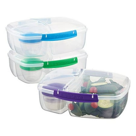 UPC 745666945134 product image for Sistema Triple Split Lunch Box, Clear with Assorted Color Clips | upcitemdb.com