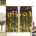 thumbnail image 3 of Sunflower Window Curtains,Rustic Country Style Floral Butterfly Farmhouse Wooden Decor for Home,Sunflower Rod Pocket Window Treatment Blackout Drapes for Dining Room Living Room 21x63in,2 Panel Set, 3 of 6