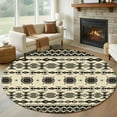 thumbnail image 2 of Black Khaki Boho Round Area Rugs Collection 8', Vintage Ethnic Tribe Abstract Art Retro Non Slip Indoor Circular Throw Runner Rug Floor Mat Carpet for Living Room Dining Table Bedroom Nursery, 2 of 9