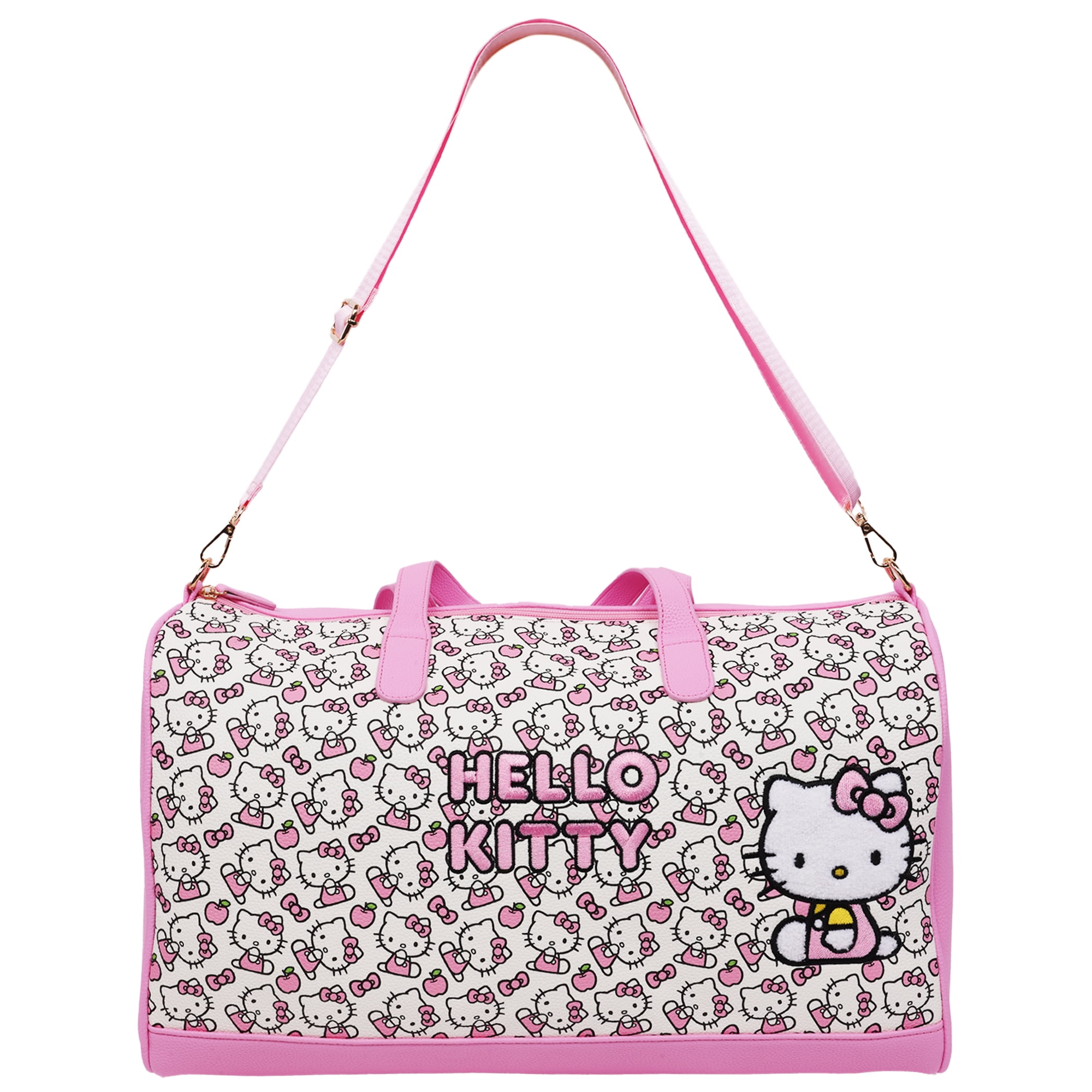 Sanrio Hello Kitty Weekender Duffel Bag, Cute Travel Tote for Women, Red