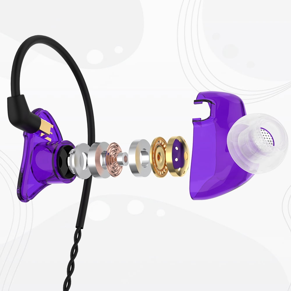 BASN Bsinger Pro in Ear Monitor Headphones for Musicians Audiophiles Drummers, Noise Isolating Earbuds with Dual Driver Dynamic Crystal Clear Sound (Purple)