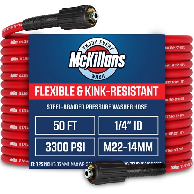 Manguera para hidrolavadora McKillans de 15 m, trenzada en acero, M22-14 mm