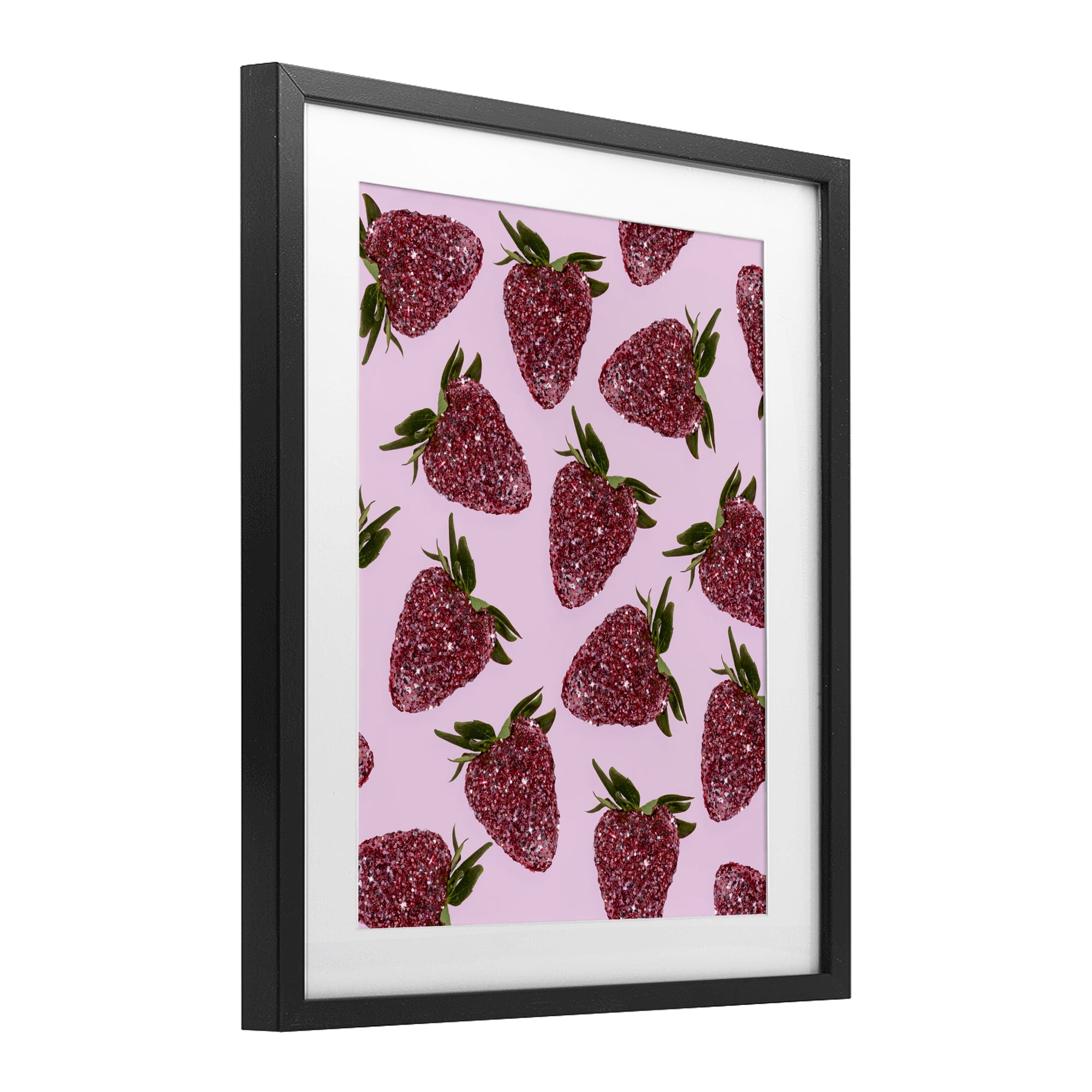 Stupell Industries Glimmer Strawberry Pattern Black Framed Print Under Glass, design by LISH Creative