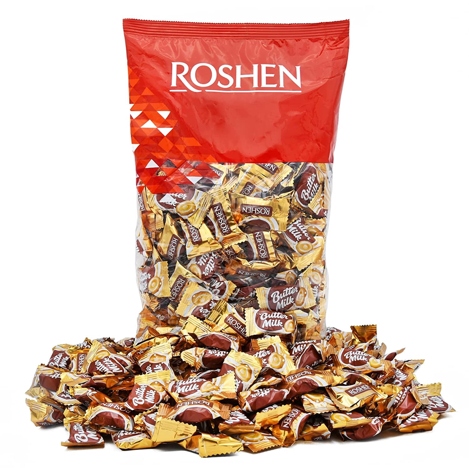 Roshen Butter Milk Hard Candy Milk Flavor Kosher and Halal, Delicious, Flavorful Butter Milk hard Sweets 1kg/2.2lb