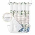 thumbnail image 2 of Eucalyptus Flowers No Hook Shower Curtain Waterproof,Bathroom Curtains with Snap in Liners and See Through Top Window,Blue Floral Green Vintage Wood Grain Hotel Bathtub Curtains Shower 72"Wx84"L, 2 of 8