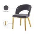 thumbnail image 4 of Meridian Furniture Chaise de Salle à Manger en Velours Gris Roberto, 4 of 7