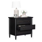 (2 pack) My Texas House Monroe 3-Drawer Nightstand with USB, Raven Black Oak