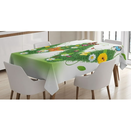 

Letter W Tablecloth Nature Inspired Green Foliage with Wildflowers Various Butterflies Vivid Palette Rectangular Table Cover for Dining Room Kitchen 60 X 90 Inches Multicolor by Ambesonne