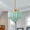 BLUE, variant on Large Glass Pendant Light, Vintage Flower Embossed Pattern Schoolhouse hanging Light Fixture