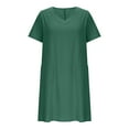 thumbnail image 5 of Spring Dresses For Women 2025 A-Line V-Neck Short Sleeve Solid Color Mini Straight Dresses with Pockets Green XXL, 5 of 6