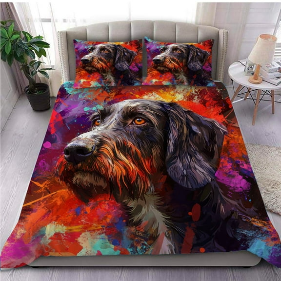 3 Pieces Duvet Cover Set Spinone Italiano Dog 3D Print Bedding 1 Duvet Cover 2 Pillowcases Natural Animals Comforter Sets Soft Breathable for Boys Girls Children ShIl0l